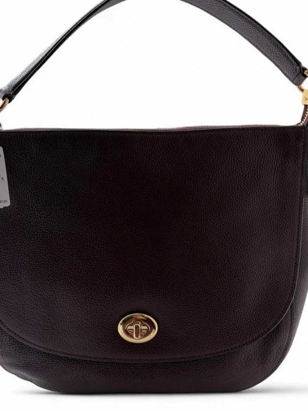 Coach Pebbled Leather Hobo in Burgundy with Gold Hardware
